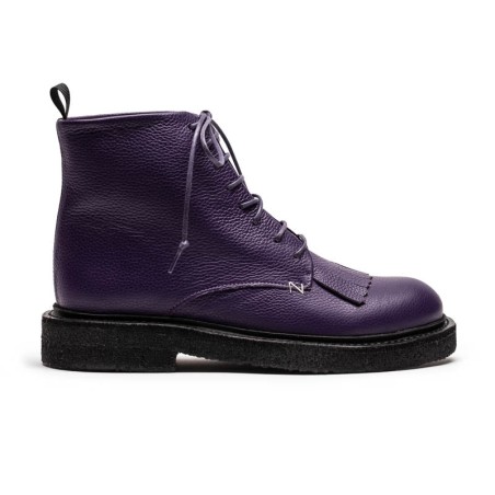 Hot Sale AW23 ROPER Grape | Deep Purple Leather Lace Up Boots On Hand Now