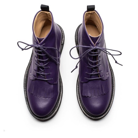 Hot Sale AW23 ROPER Grape | Deep Purple Leather Lace Up Boots On Hand Now