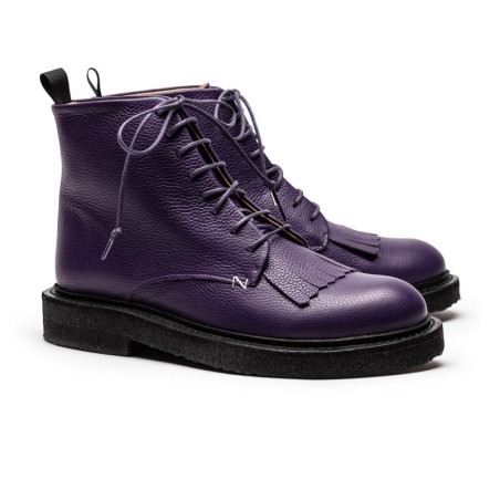 Hot Sale AW23 ROPER Grape | Deep Purple Leather Lace Up Boots On Hand Now